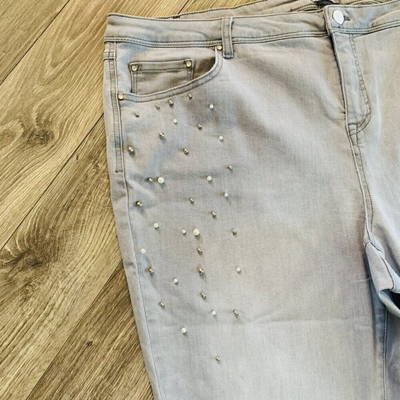 Laura Plus Women’s Pants 24 Grey With Pearls Plus Size - Picture 3 of 13